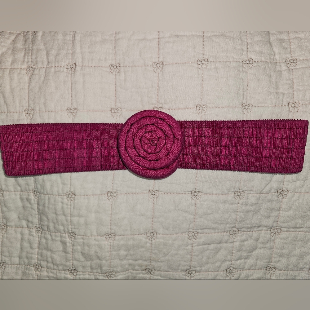 Vintage Fusia Flower Stretch Belt Size Small